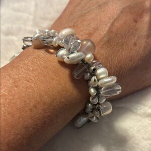 Silpada Silver White Bracelet with Natural Stone Beads